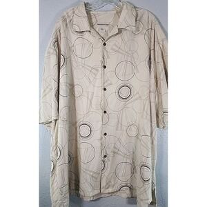 Pronto Uomo‎ mens 3 XL Geometric Short Sleeve Button Down Shirt  Silk